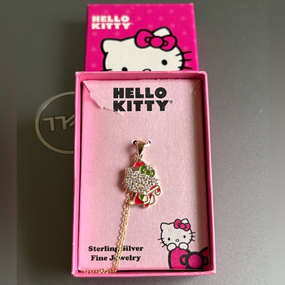 New Hello Kitty Sanrio Rhinestone Silver 925 Limited Edition Holiday Necklace
